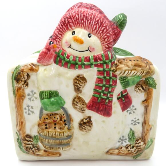 BICO Snowman Ceramic Napkin Holder Christmas Gingerbread Holiday Kitchen Decor - Picture 2 of 10